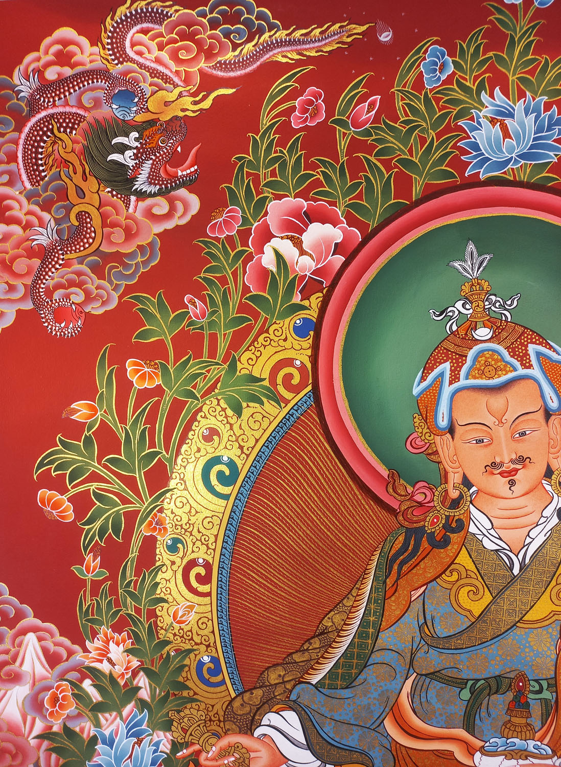 Guru Rinpoche Hand-Painted Masterpiece Tibetan Thangka Painting