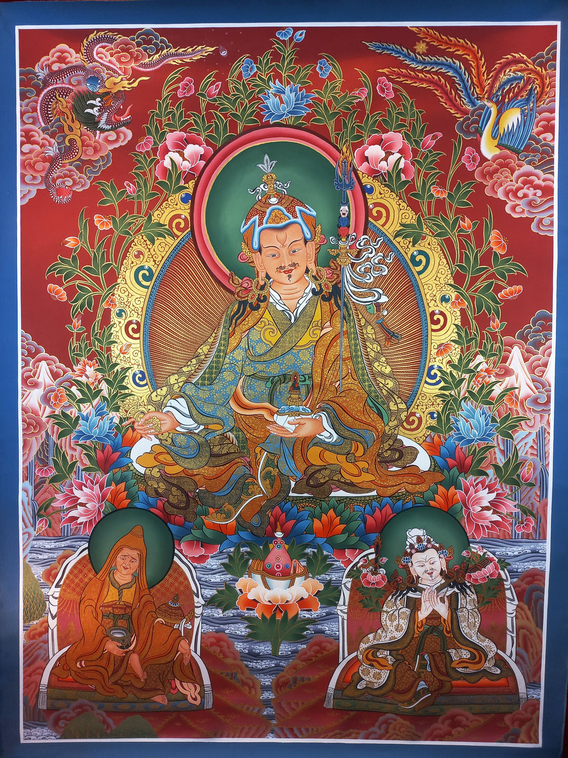 Guru Rinpoche Hand-Painted Masterpiece Tibetan Thangka Painting