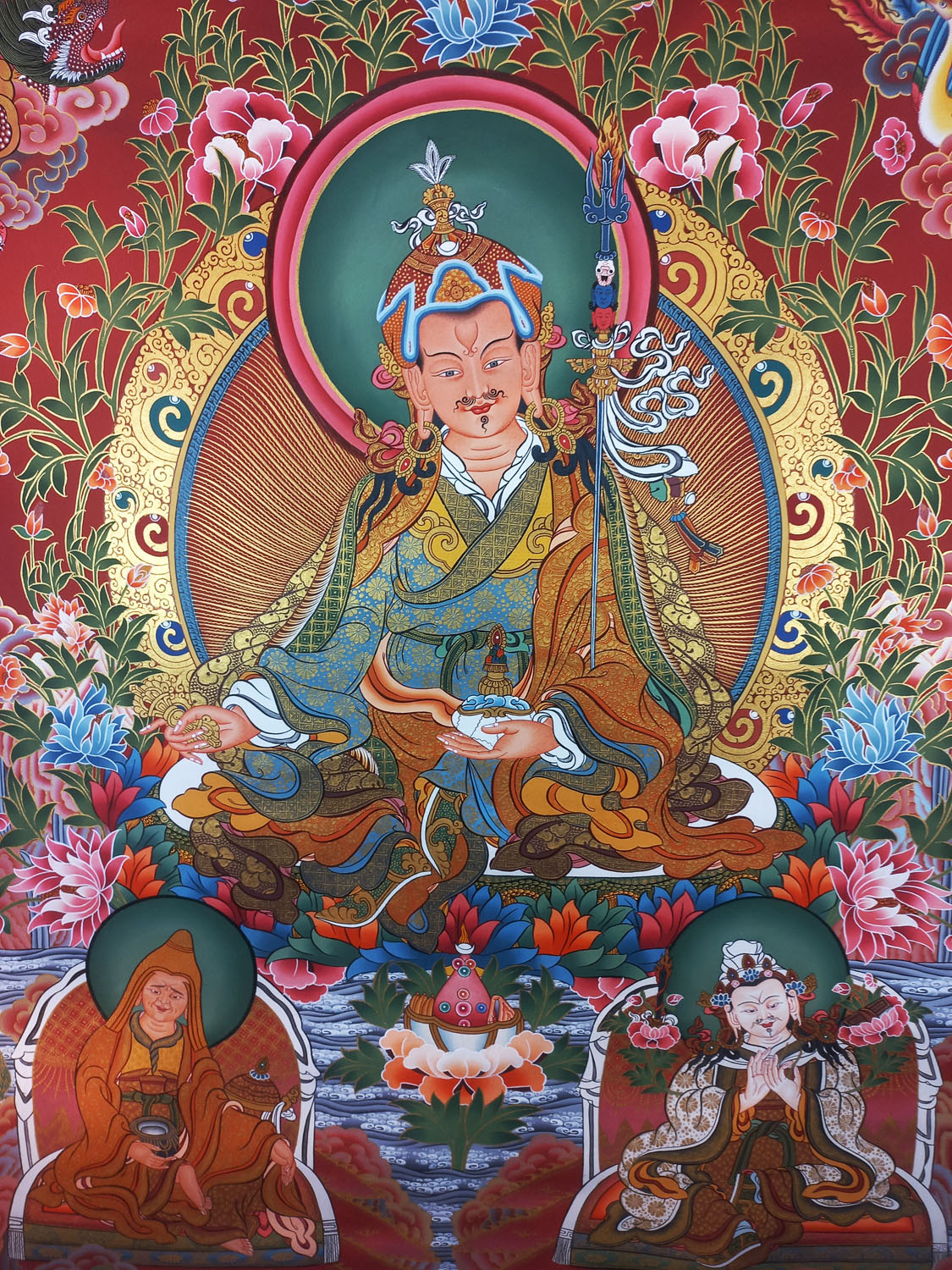 Guru Rinpoche Hand-Painted Masterpiece Tibetan Thangka Painting