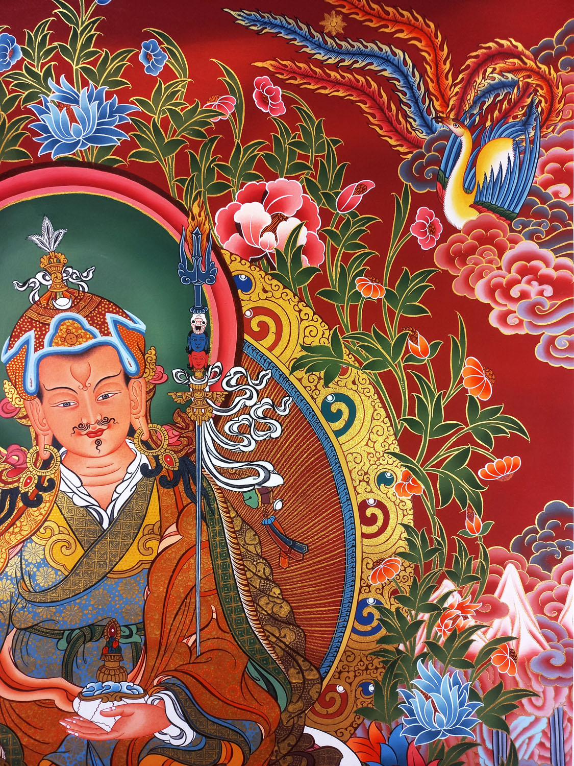 Guru Rinpoche Hand-Painted Masterpiece Tibetan Thangka Painting