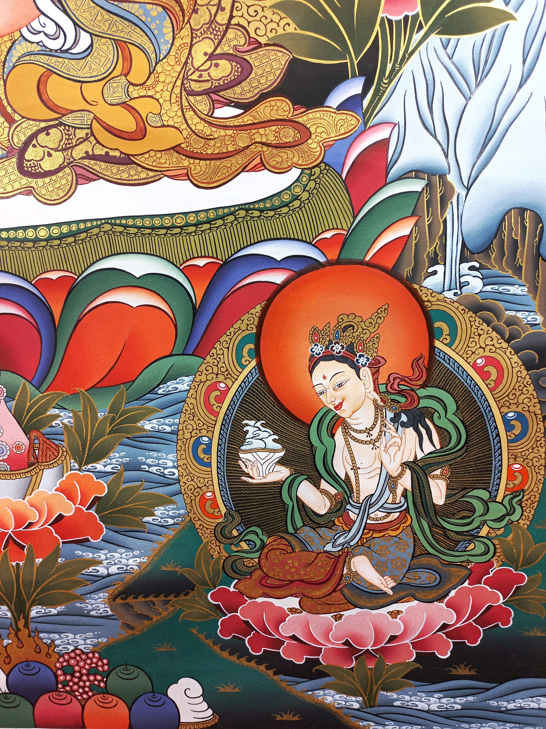 Guru Rinpoche/ Padmasambhava Hand-Painted Masterpiece Tibetan Thangka Painting