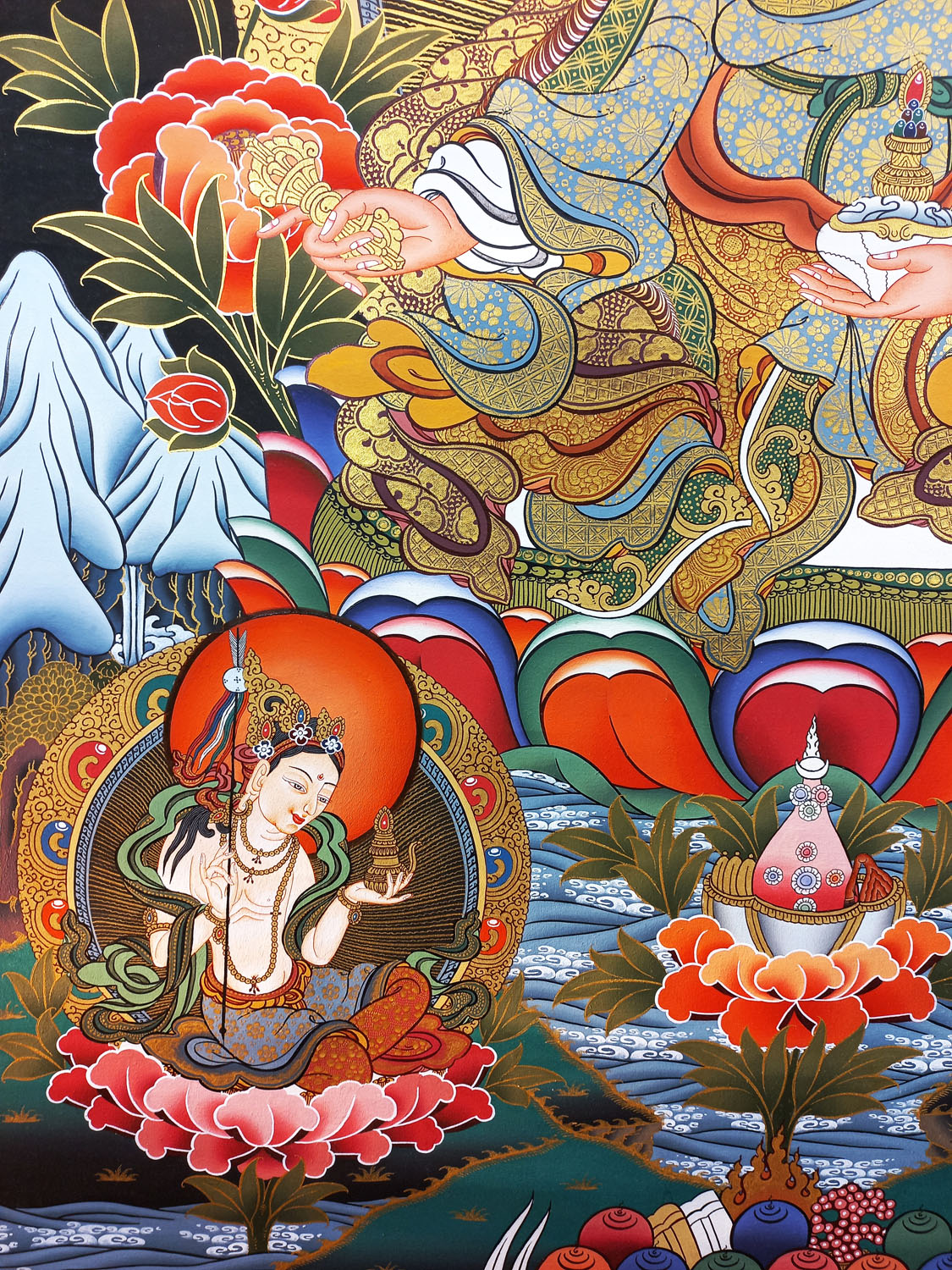 Guru Rinpoche/ Padmasambhava Hand-Painted Masterpiece Tibetan Thangka Painting