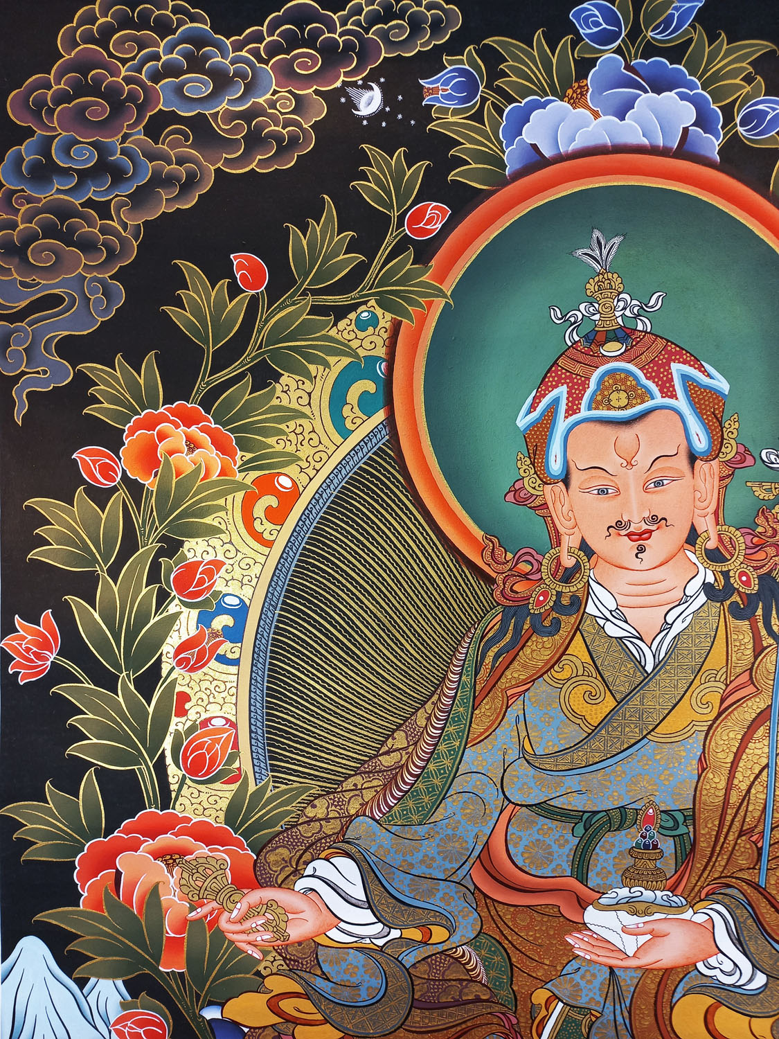 Guru Rinpoche/ Padmasambhava Hand-Painted Masterpiece Tibetan Thangka Painting