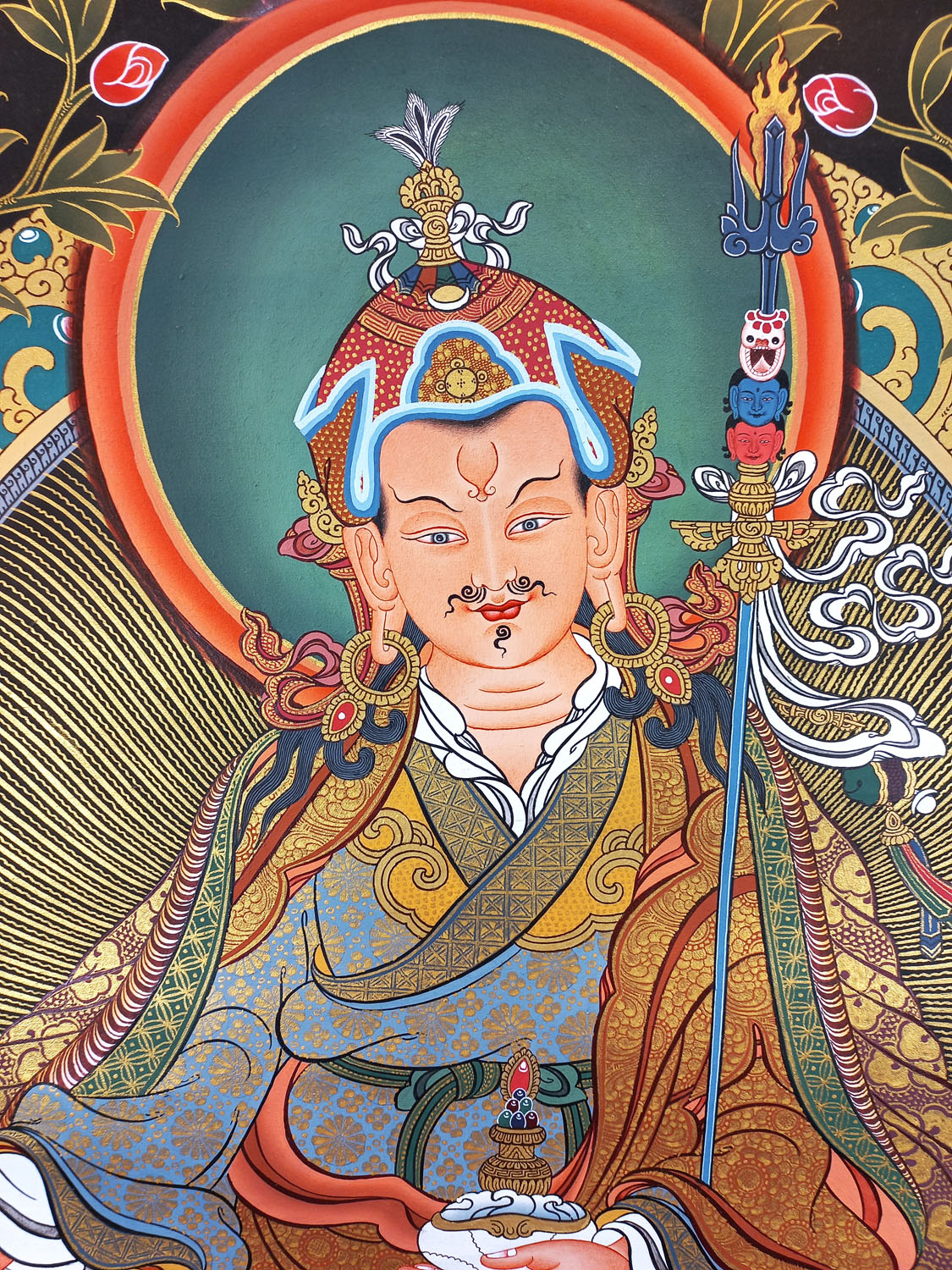 Guru Rinpoche/ Padmasambhava Hand-Painted Masterpiece Tibetan Thangka Painting