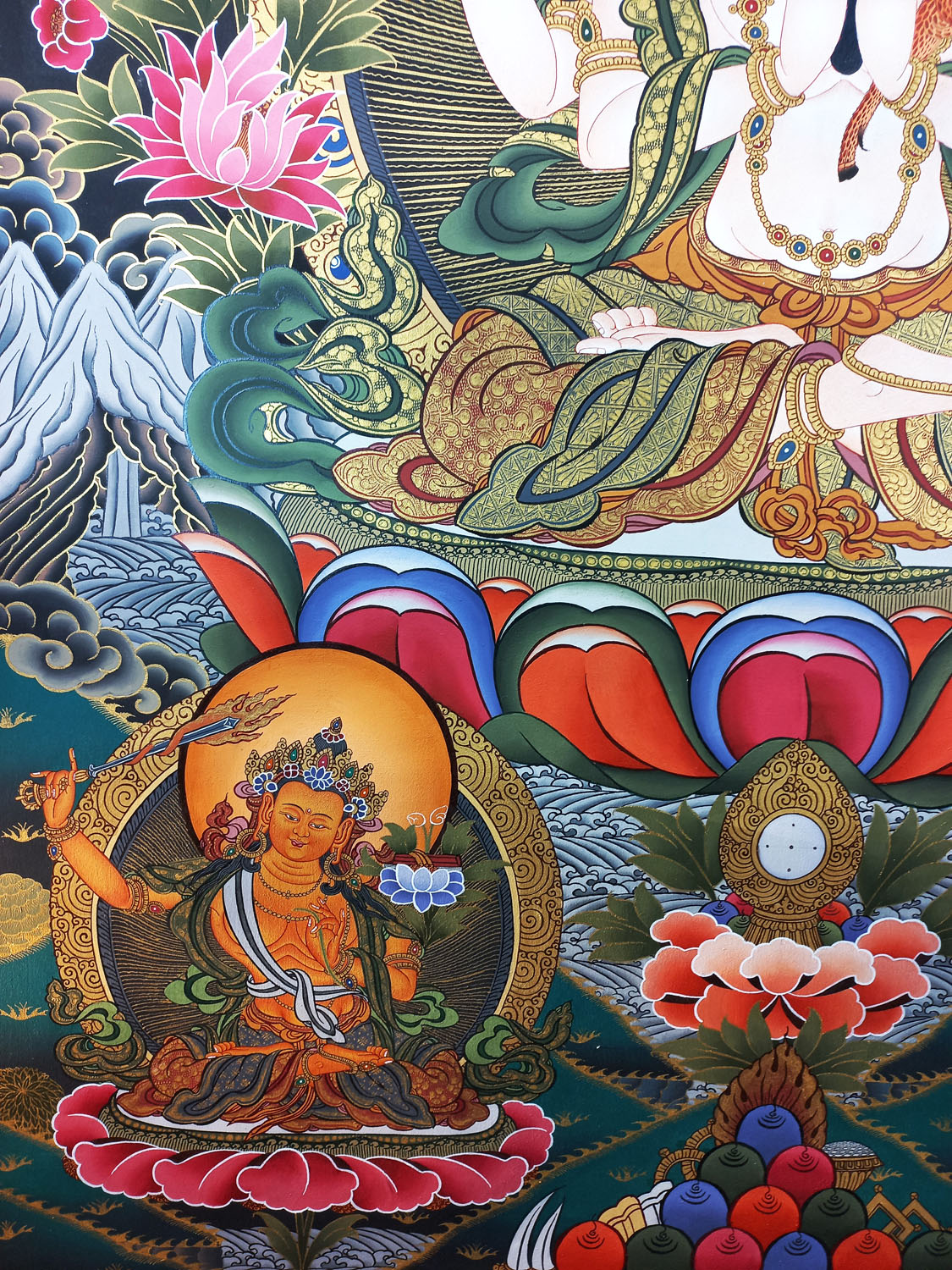 Chenrezig/ Compassion Buddha Masterpiece Tibetan Hand-Painted Thangka Painting