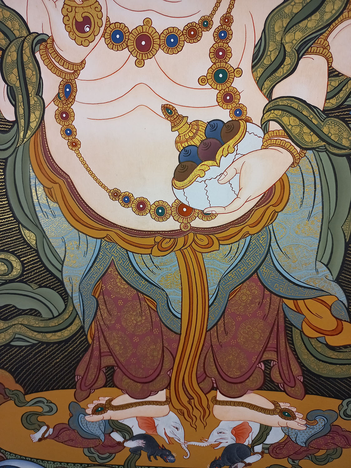 White Mahankala Masterpiece Tibetan Hand-Painted Thangka Painting From Nepal