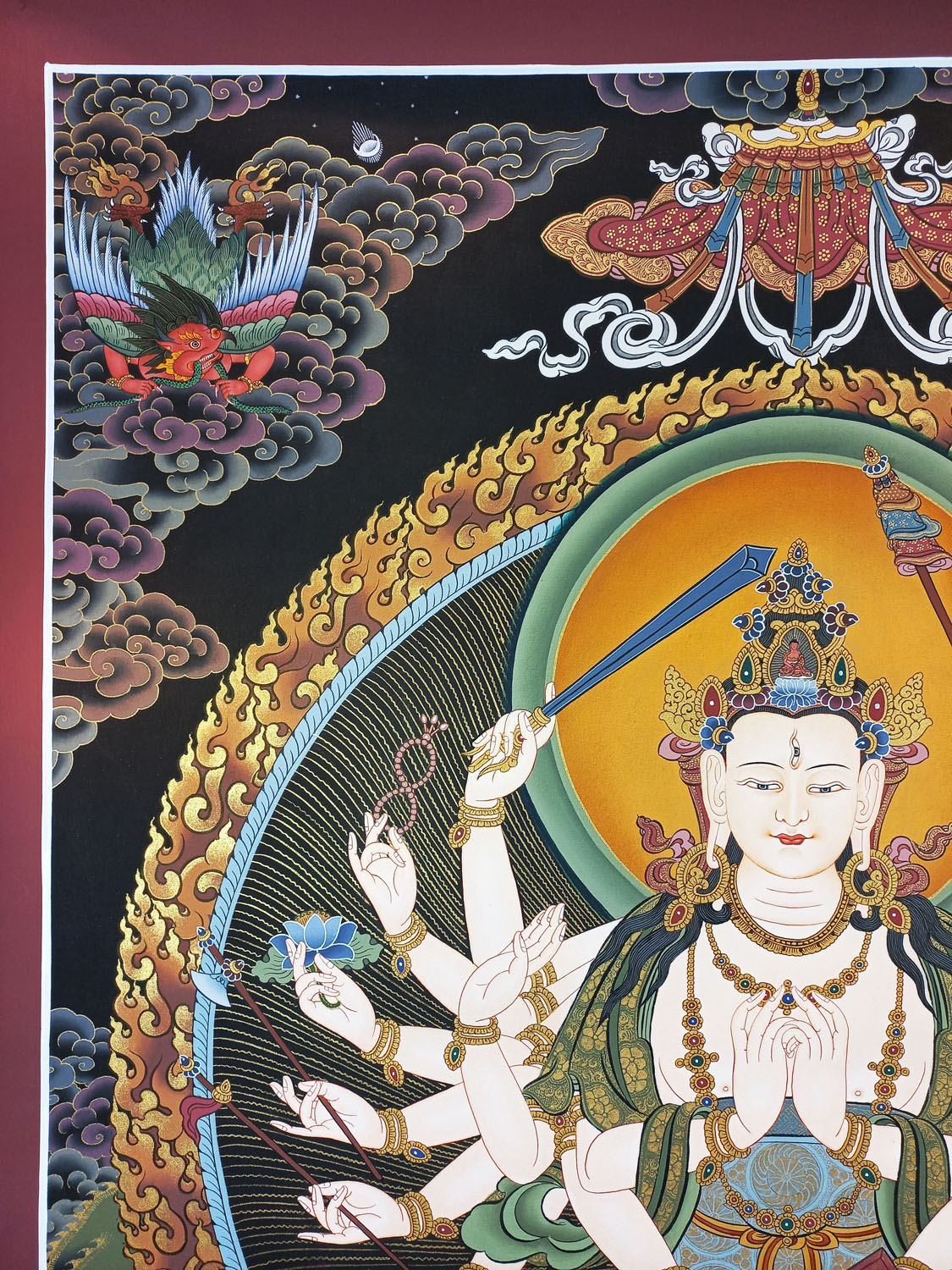 Chandi Masterpiece Hand-Painted Tibetan Thangka Painting From Nepal