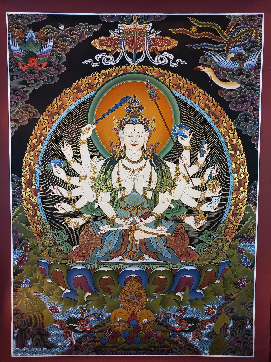 Chandi Masterpiece Hand-Painted Tibetan Thangka Painting From Nepal