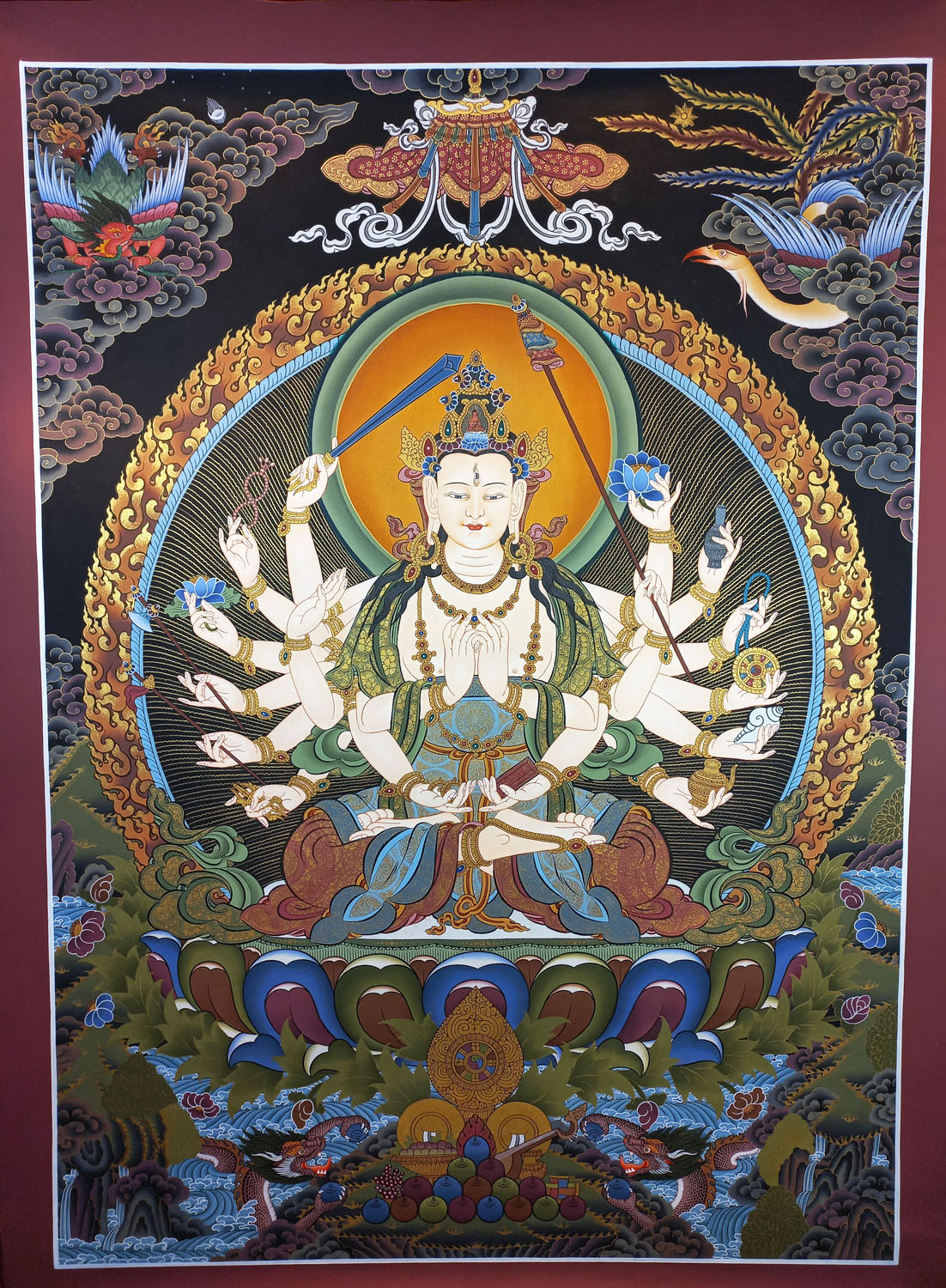 Chandi Masterpiece Hand-Painted Tibetan Thangka Painting From Nepal