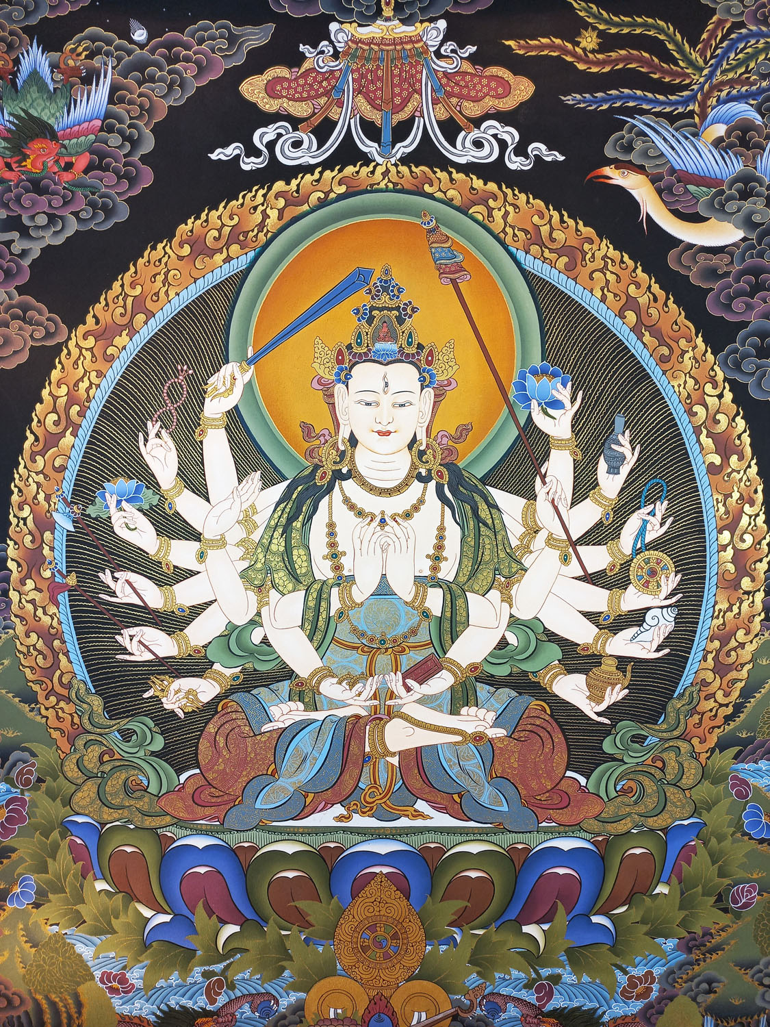 Chandi Masterpiece Hand-Painted Tibetan Thangka Painting From Nepal