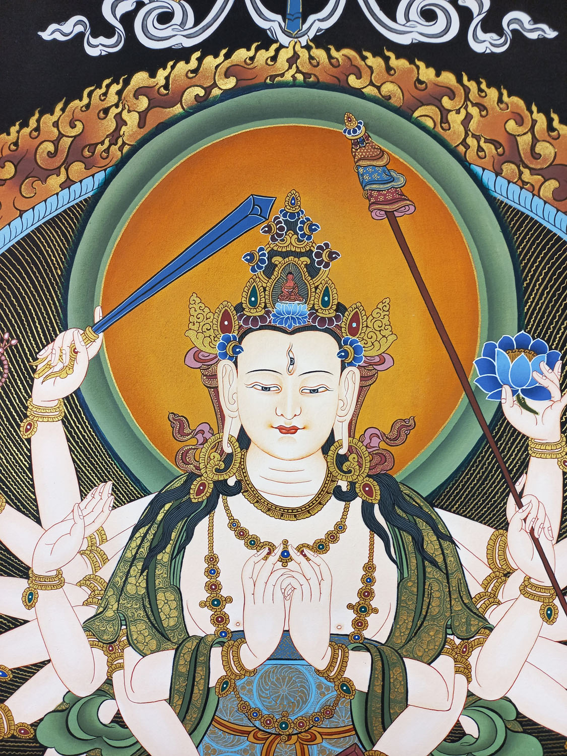 Chandi Masterpiece Hand-Painted Tibetan Thangka Painting From Nepal