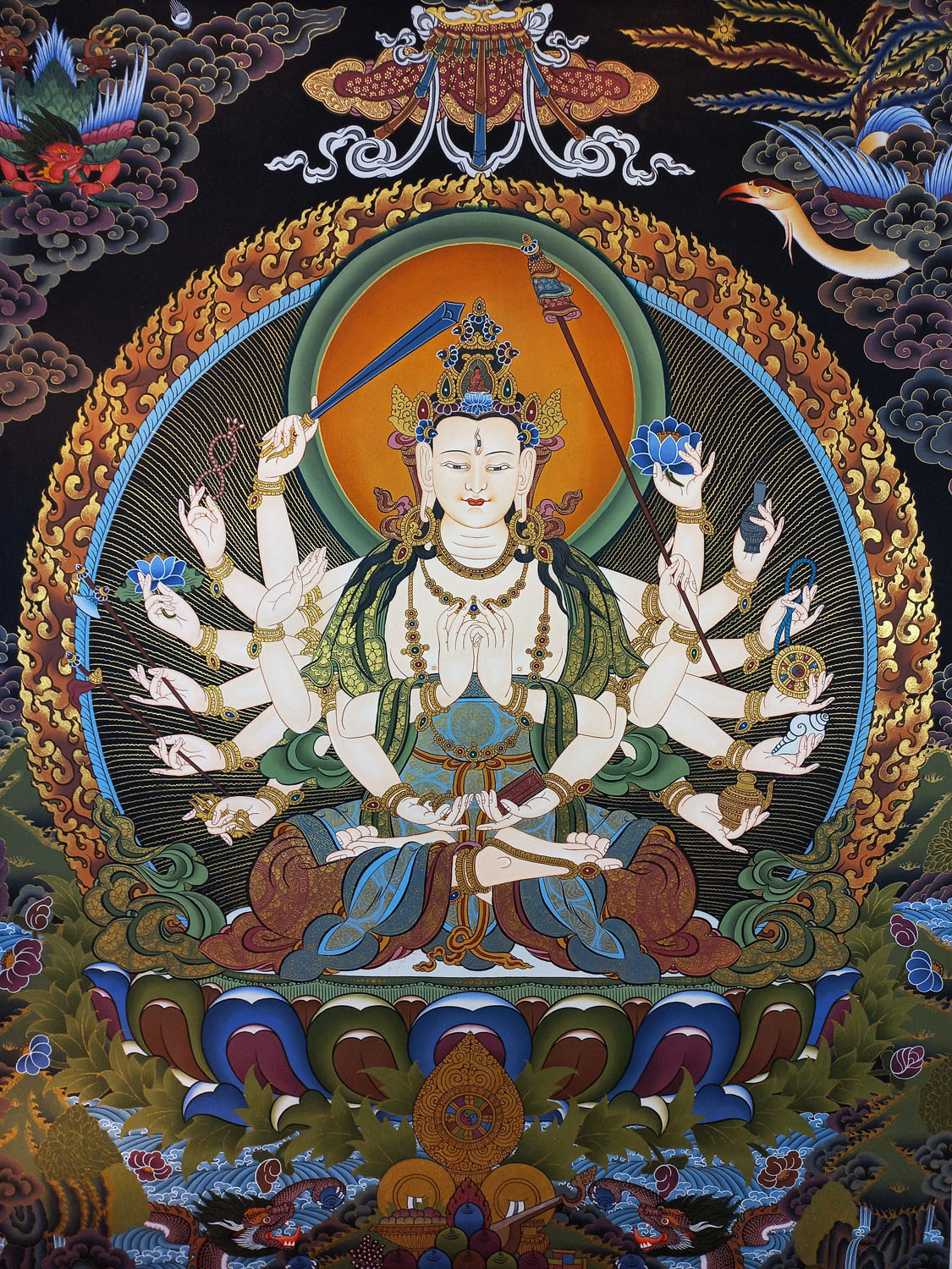 Chandi Masterpiece Hand-Painted Tibetan Thangka Painting From Nepal