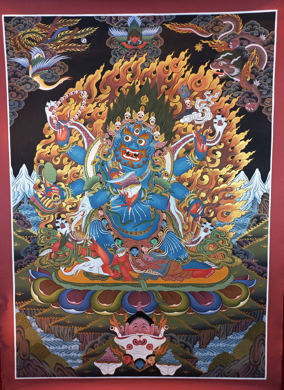 Six Arms Mahakala Masterpiece Tibetan Hand-Painted Thangka Painting