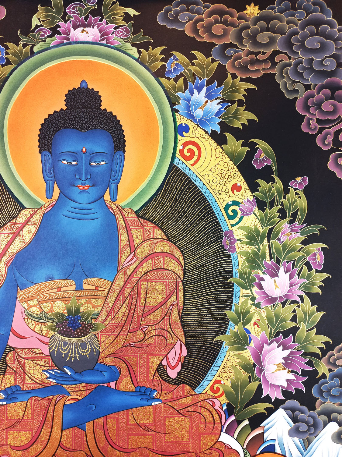 Medicine Buddha Masterpiece Tibetan Hand-Painted Thangka painting From Nepal