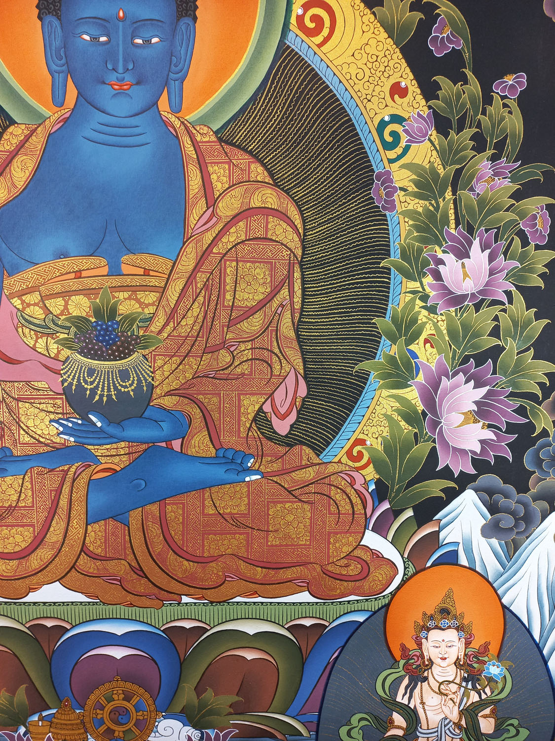 Medicine Buddha Masterpiece Tibetan Hand-Painted Thangka painting From Nepal