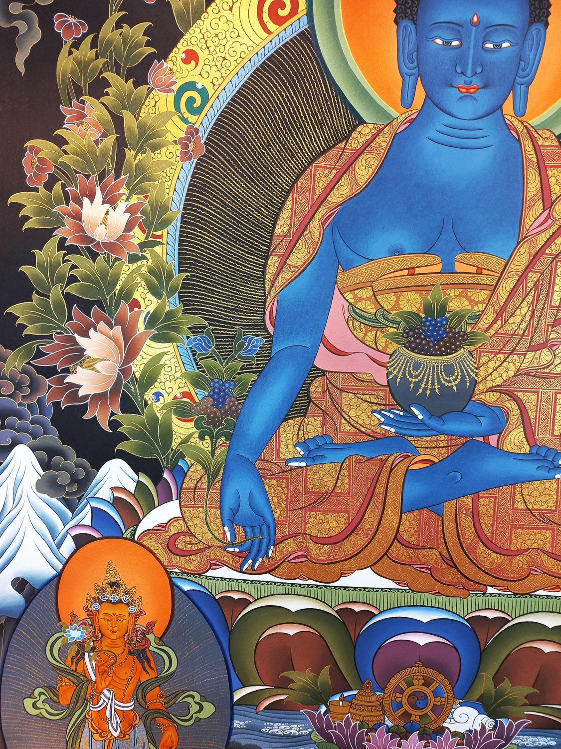 Medicine Buddha Masterpiece Tibetan Hand-Painted Thangka painting From Nepal