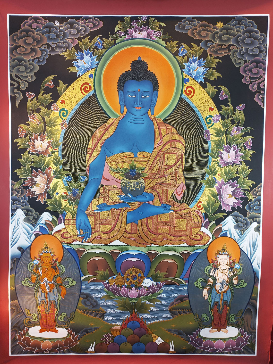 Medicine Buddha Masterpiece Tibetan Hand-Painted Thangka painting From Nepal