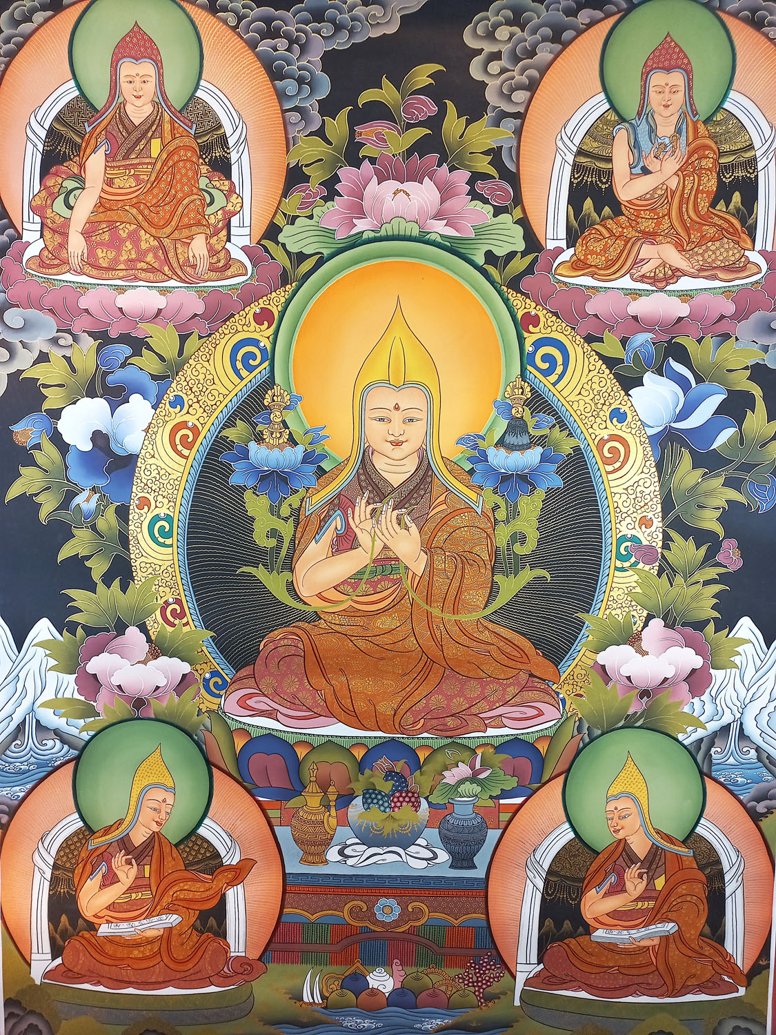 Original Hand-Painted Tsongkhapa/ Chongapa Masterpiece Tibetan Hand-Painted Thangka Painting