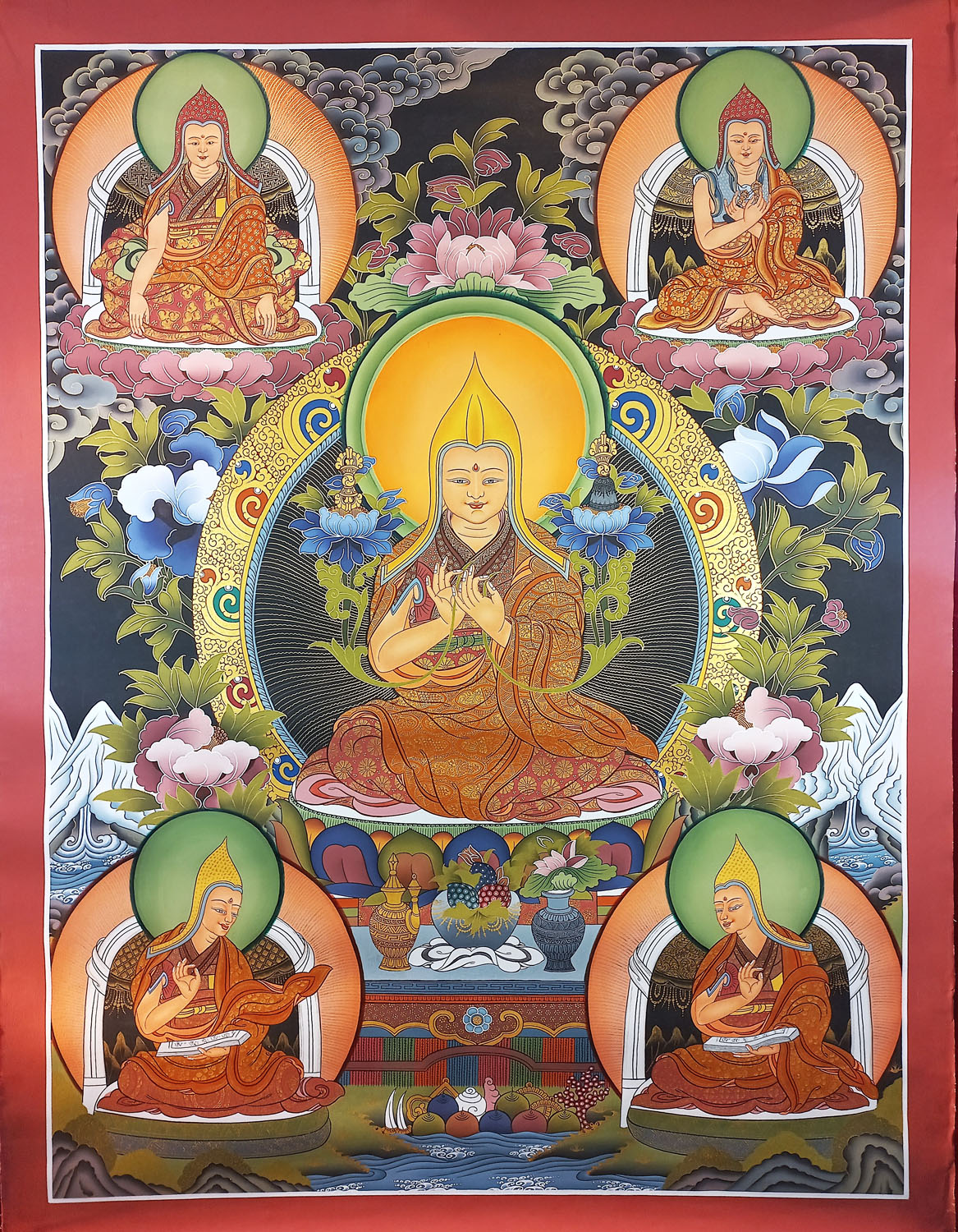 Original Hand-Painted Tsongkhapa/ Chongapa Masterpiece Tibetan Hand-Painted Thangka Painting