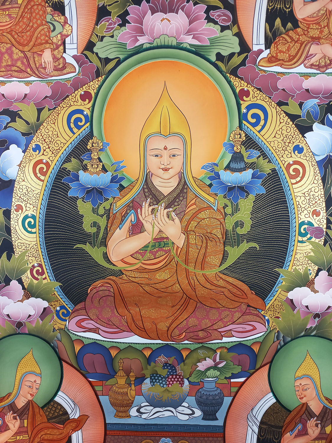 Original Hand-Painted Tsongkhapa/ Chongapa Masterpiece Tibetan Hand-Painted Thangka Painting