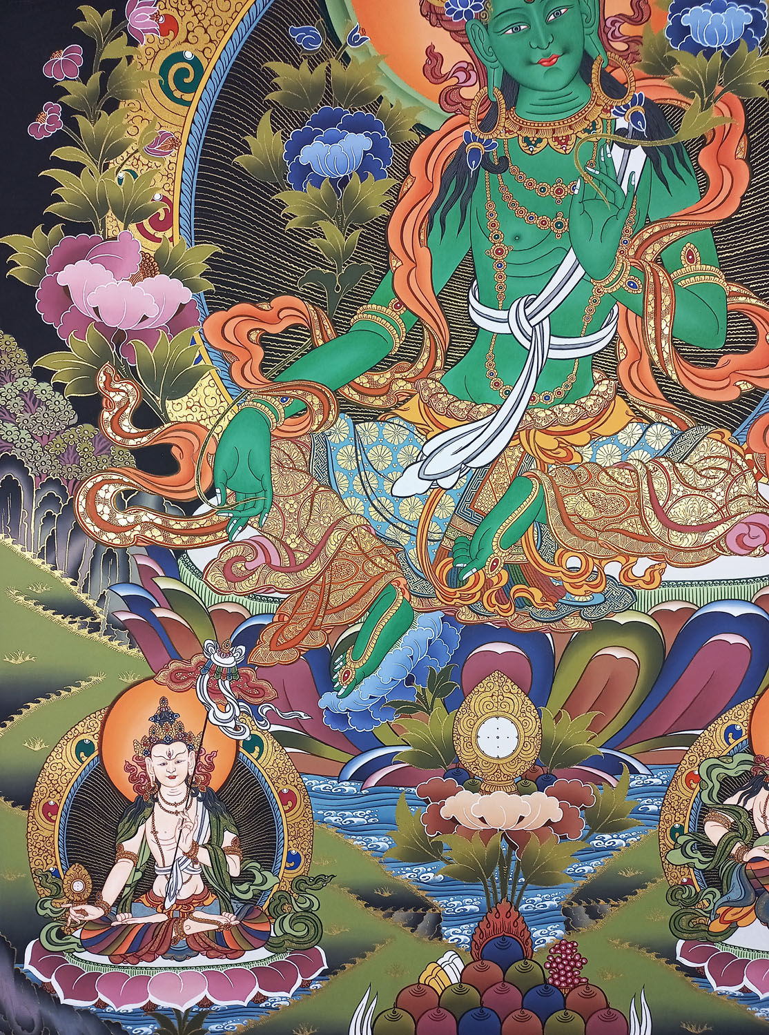 Green Tara original Masterpiece Hand-Painted Tibetan Thangka Painting