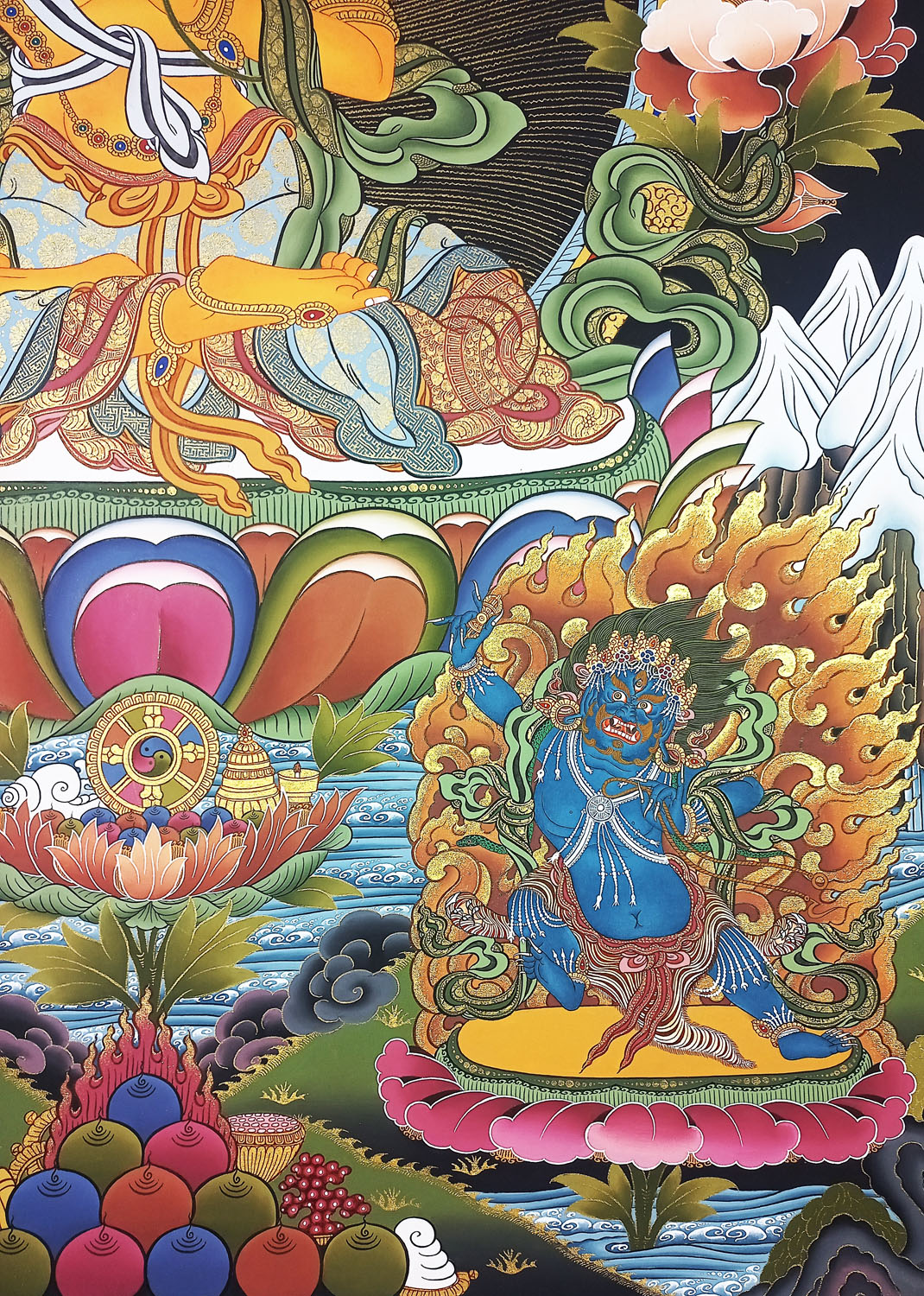 Original Masterpiece Manjushri Hand-Painted Tibetan Thangka Painting