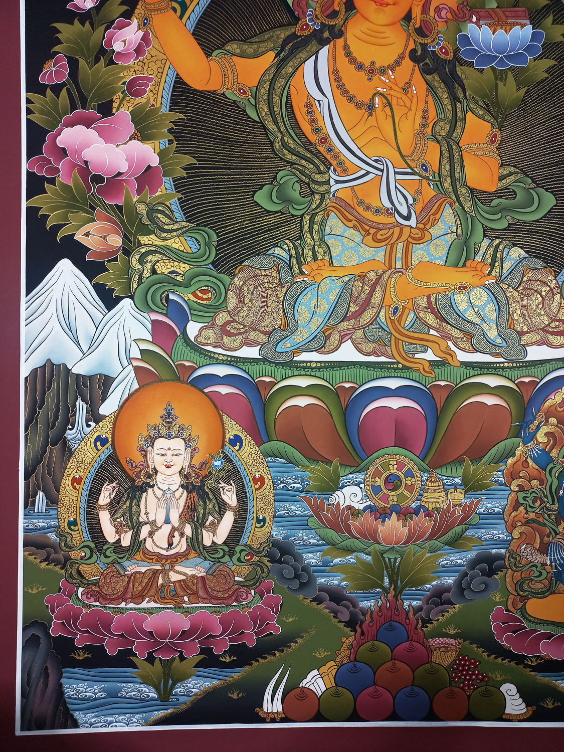 Original Masterpiece Manjushri Hand-Painted Tibetan Thangka Painting