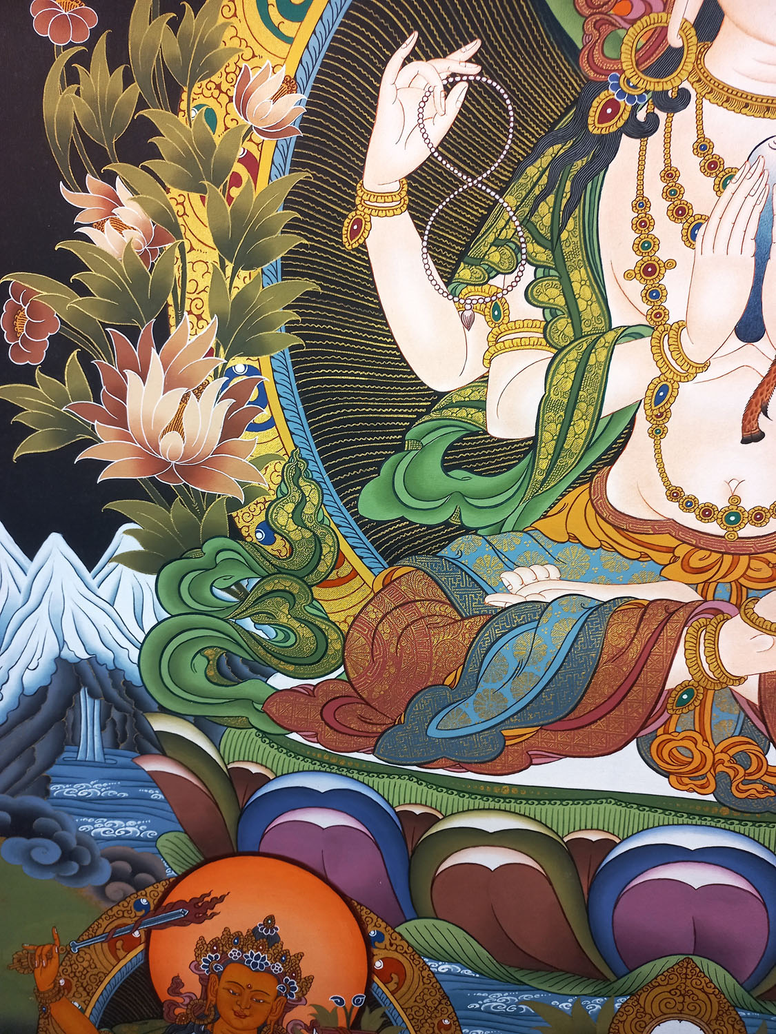 Original Masterpiece Hand-Painted Chenrezig Tibetan Thangka Painting