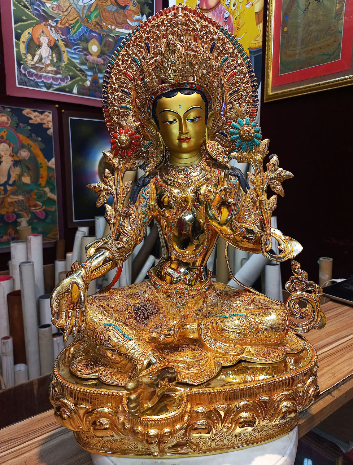 Green Tara Masterpiece Statue From Nepal