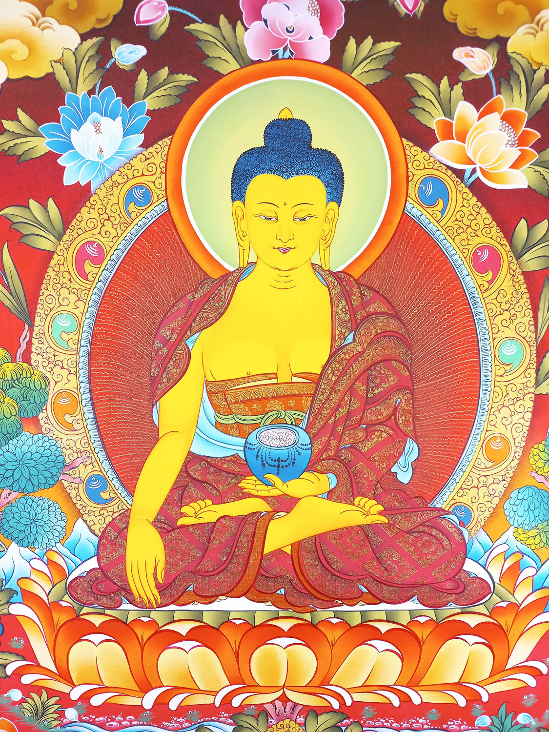 Original Masterpiece Shakyamuni Buddha Hand-Painted Masterpiece Thangka Painting