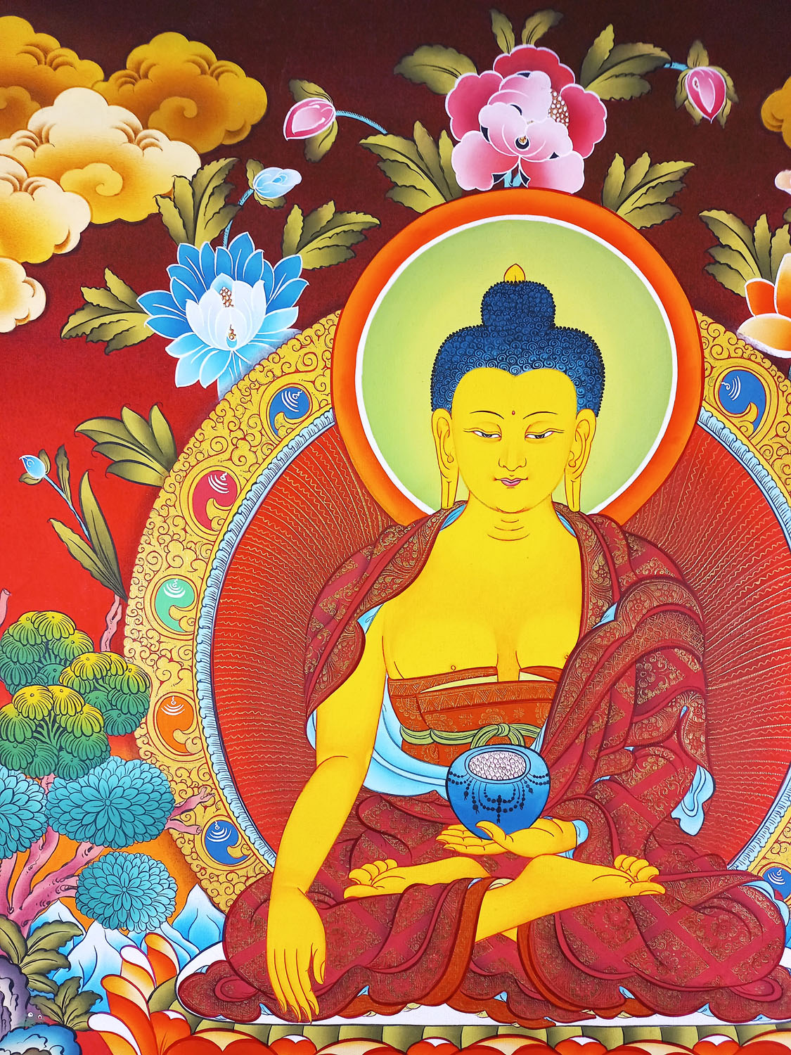 Original Masterpiece Shakyamuni Buddha Hand-Painted Masterpiece Thangka Painting