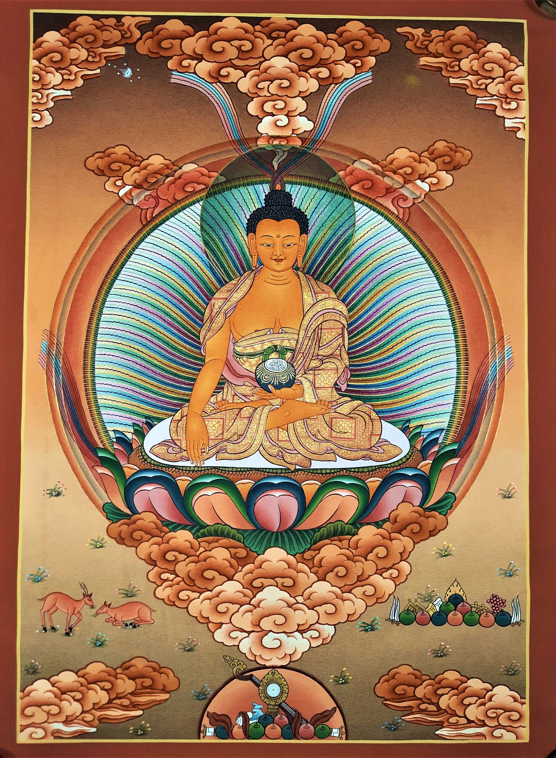 Original Masterpiece Shakyamuni Buddha 24k Gold Hand Painted Tibetan Thangka Painting From Nepal