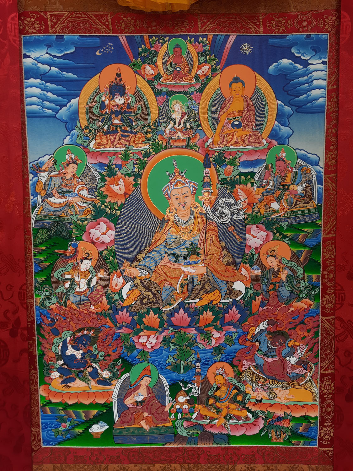 Eight Manifestations of Guru Rinpoche Tibetan Thangka Painting