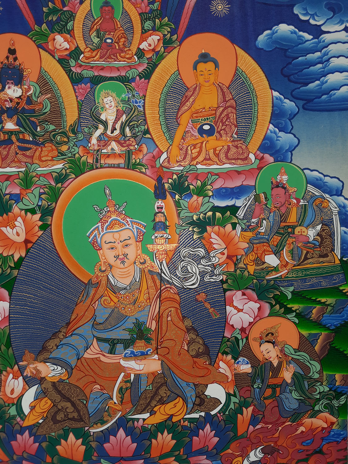 Eight Manifestations of Guru Rinpoche Tibetan Thangka Painting