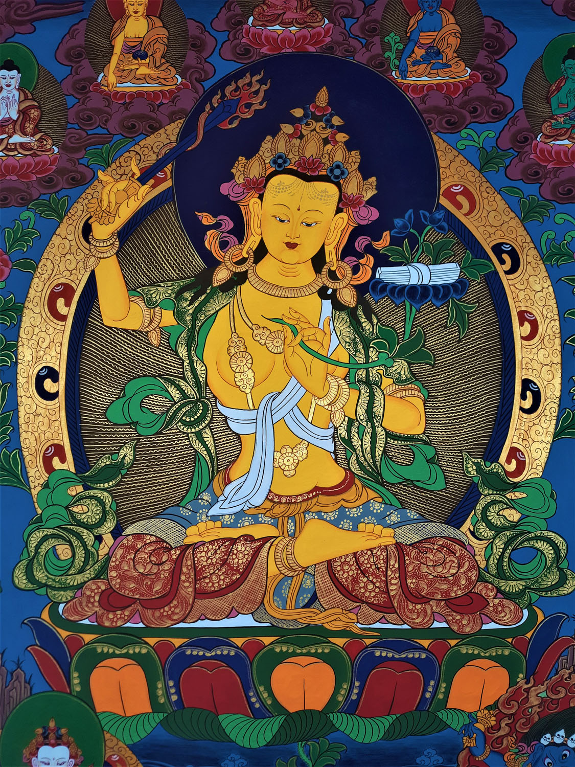 Manjushri Masterpiece Thangka Painting