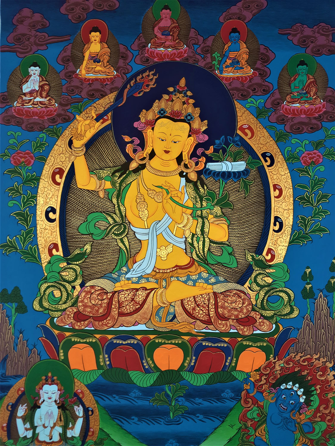 Manjushri Masterpiece Thangka Painting