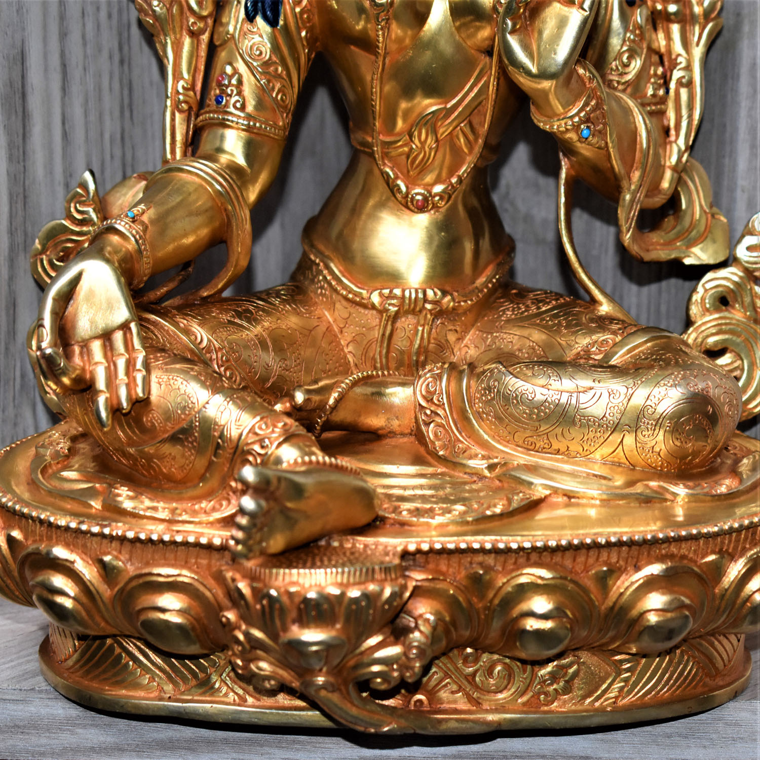 Green Tara Gold Plated Masterpiece Statue From Nepal