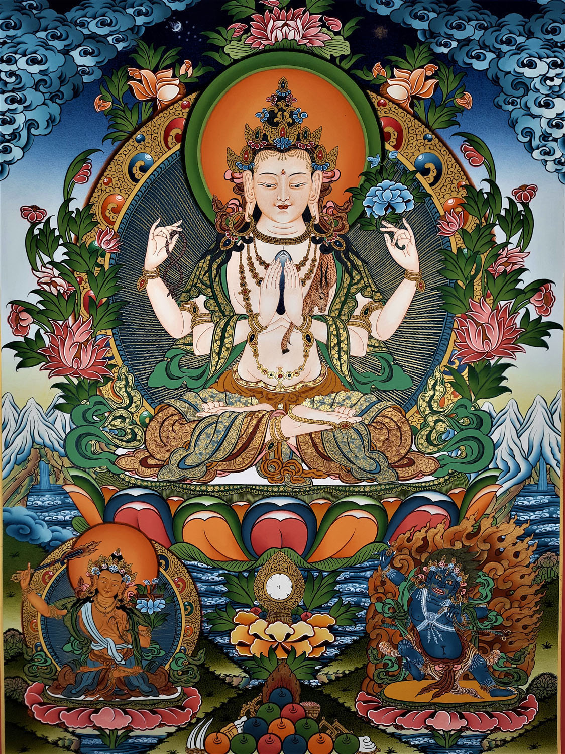 Chenrezig Masterpiece Thangka Painting