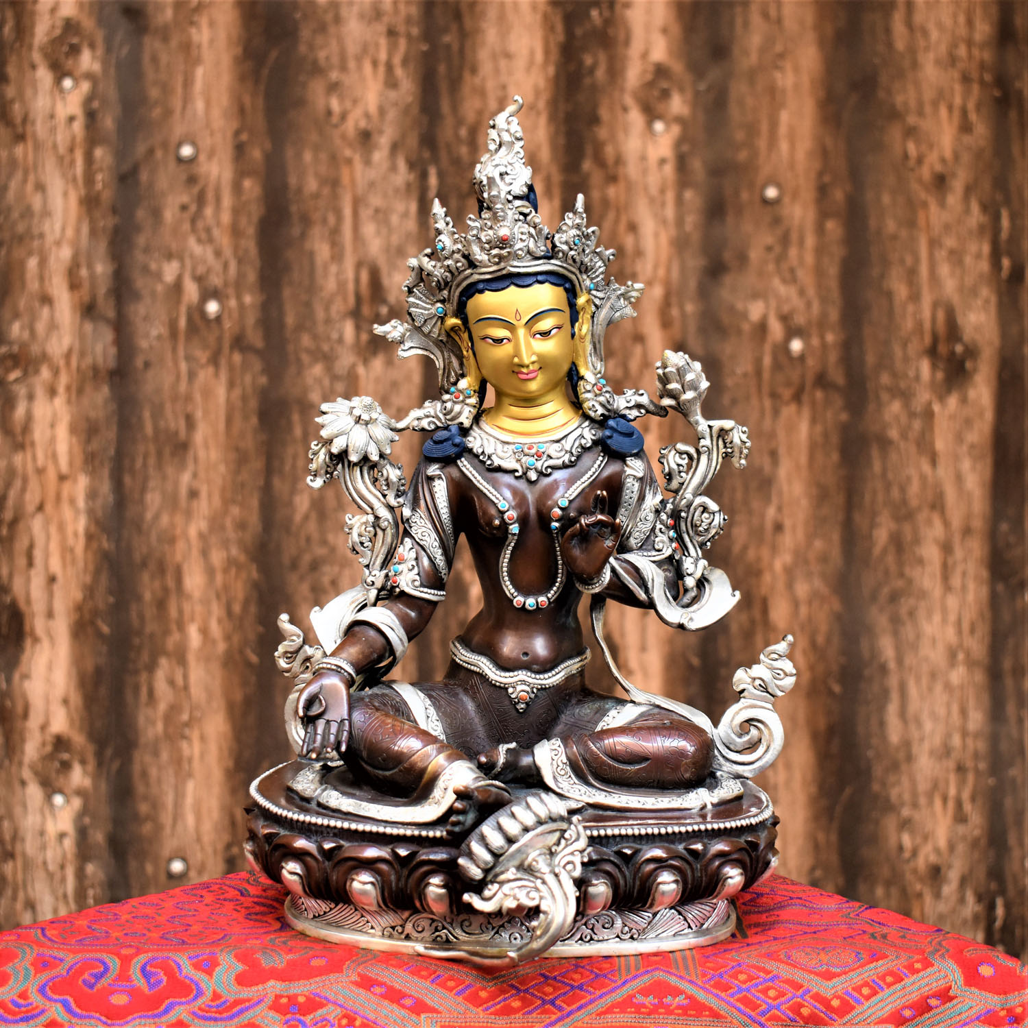 Green Tara Masterpiece Statue Made Of Copper From Nepal