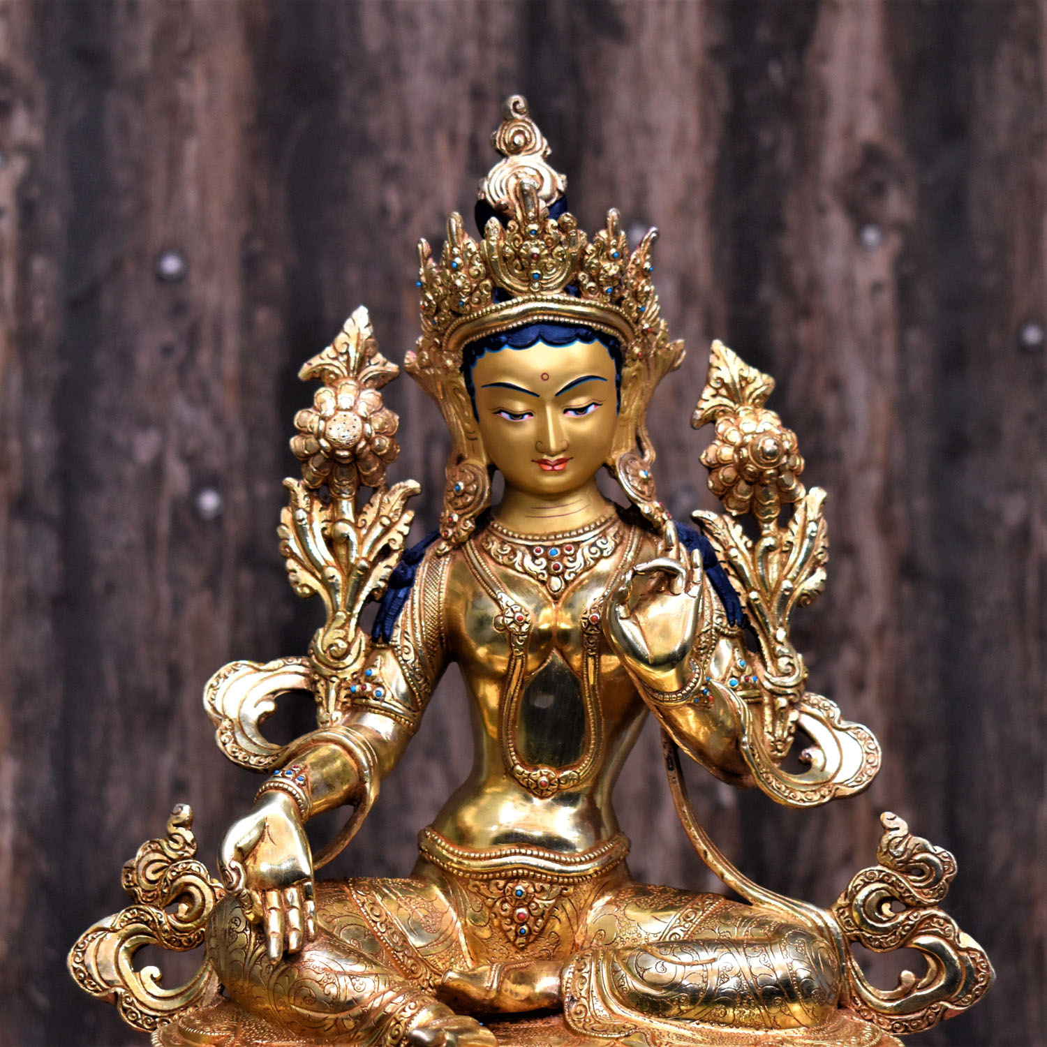 Green Tara Masterpiece Hand-Painted Tibetan Statue