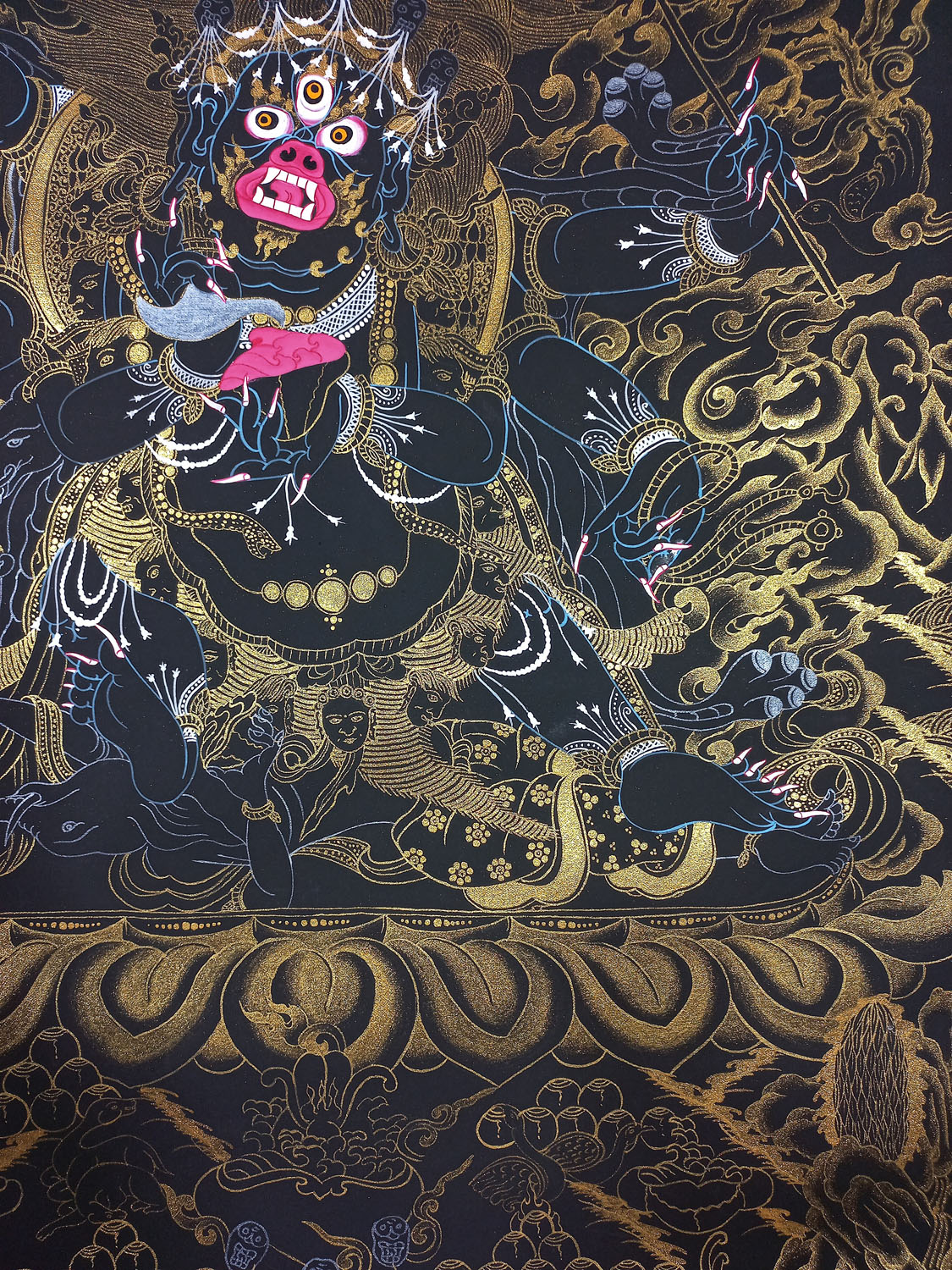 Six Arms Mahakala Hand- Painted Thangka Painting