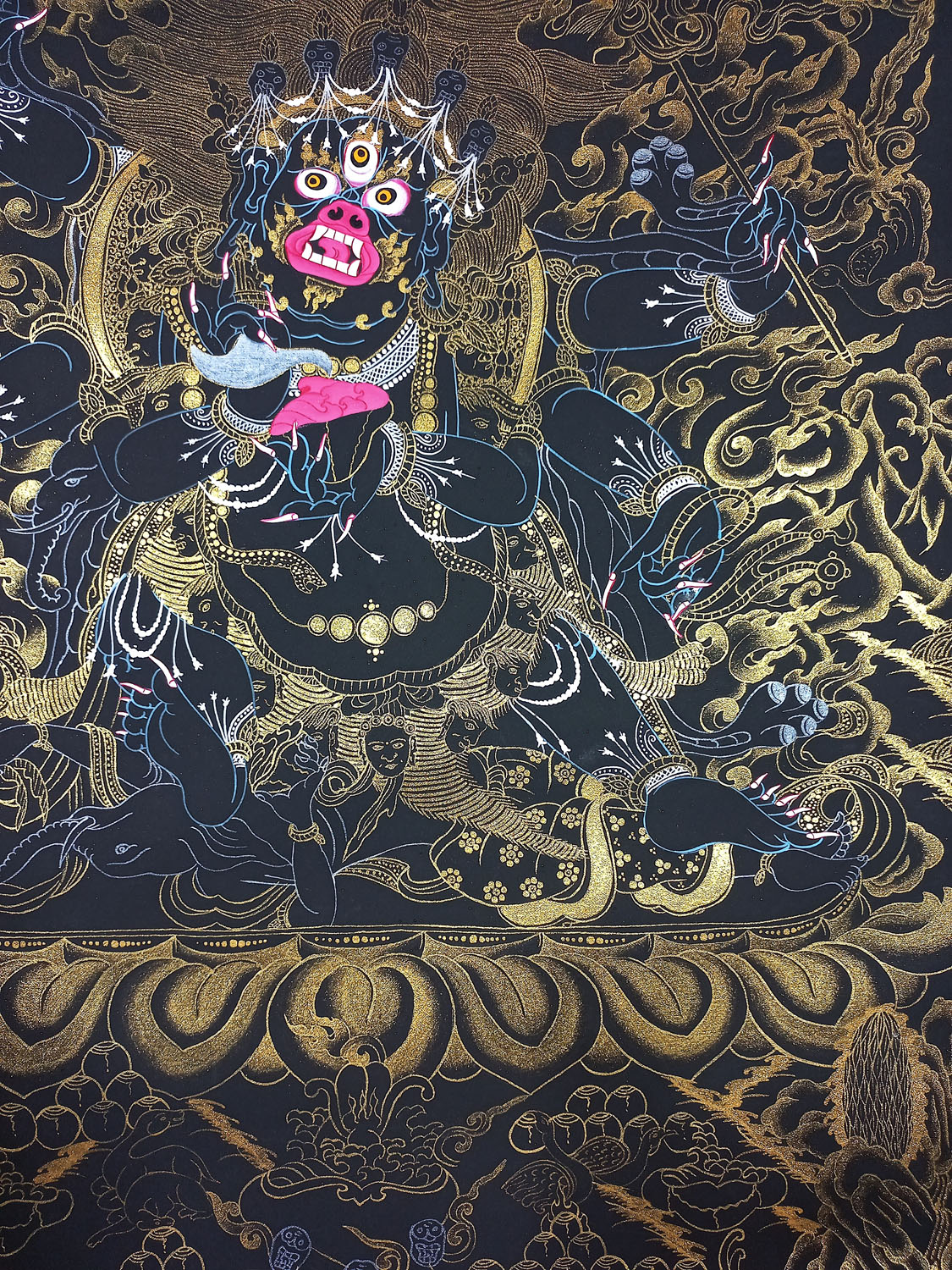 Six Arms Mahakala Hand- Painted Thangka Painting