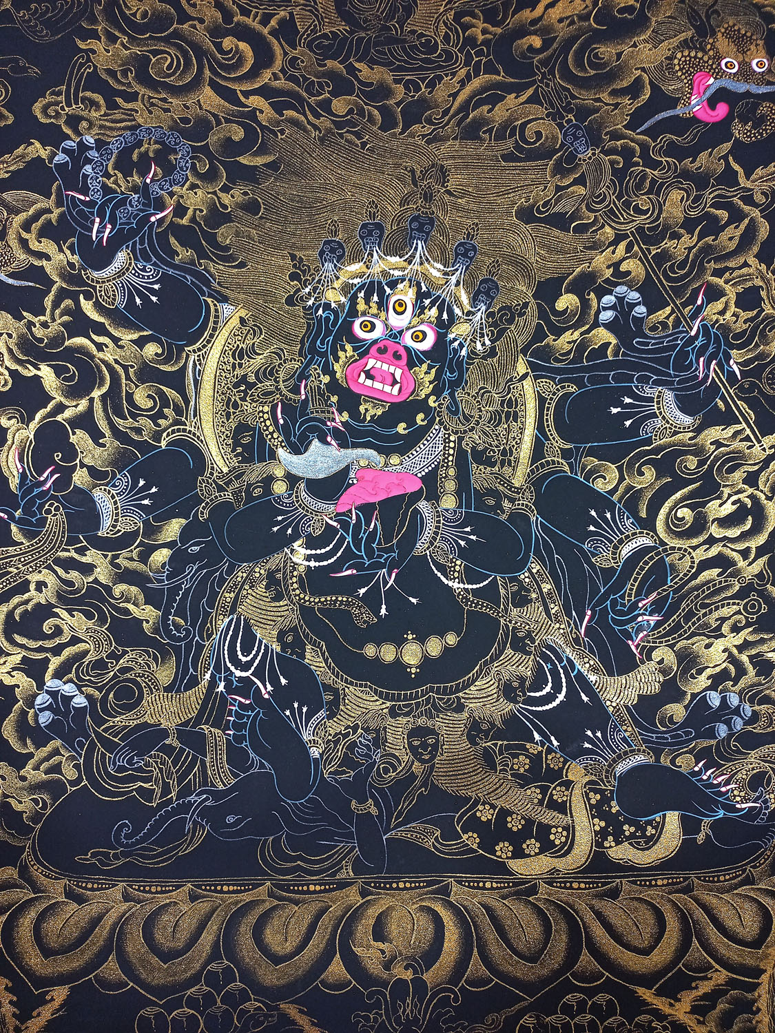 Six Arms Mahakala Hand- Painted Thangka Painting