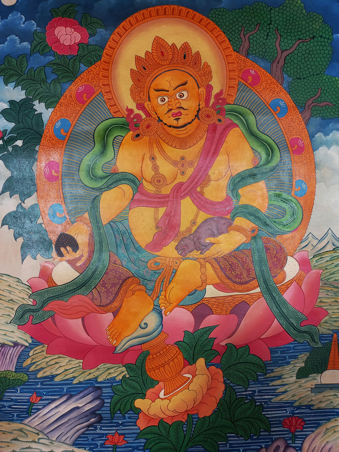 Jambhala Newari Style Tibetan Thangka Painting